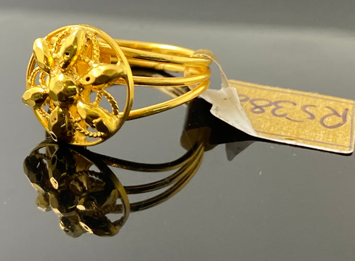 22k solid Gold Ladies Designer Floral Round Elegant Ring R5388 - Royal Dubai Jewellers