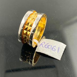21k Solid Gold Simple Two Tone Band r6061 - Royal Dubai Jewellers