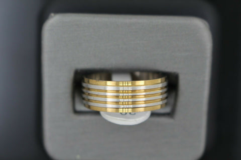 18k Solid Gold Elegant Ladies Modern Disc Finish Band Ring R9230m - Royal Dubai Jewellers