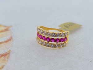 22K Solid Gold Ring With Pink Stones R8658 - Royal Dubai Jewellers
