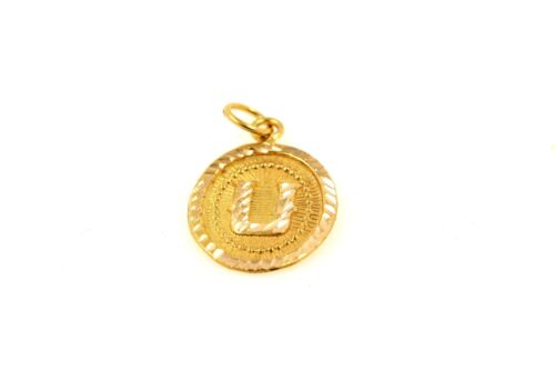22k 22ct Solid Gold Charm Letter U Pendant Oval Design p1165 ns - Royal Dubai Jewellers
