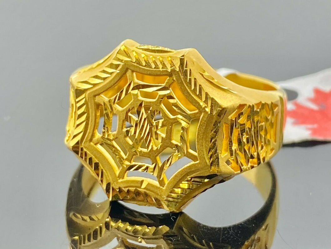 22k Ring Solid Gold Men Jewelry Classic Web Design R2018 - Royal Dubai Jewellers