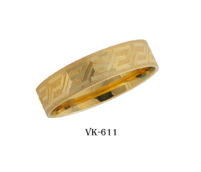 18k Solid Gold Elegant Ladies Modern Stipple Finish Flat Band 5mm Ring VK611v(Y) - Royal Dubai Jewellers