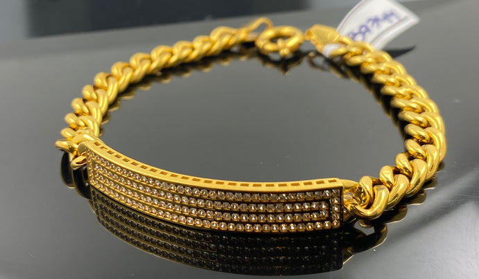21k Solid Gold Elegant Ladies Bracelet with Faceplate b7744 - Royal Dubai Jewellers
