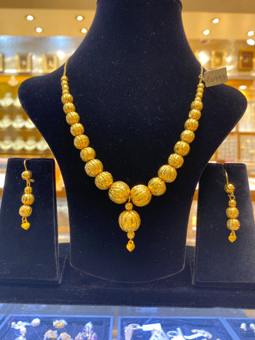 22k Solid Gold Modern Designer Balls Necklace Set LS997 - Royal Dubai Jewellers