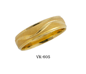 18k Solid Gold Elegant Ladies Modern Stone Finish Flat Band 5mm Ring VK605v(Y) - Royal Dubai Jewellers