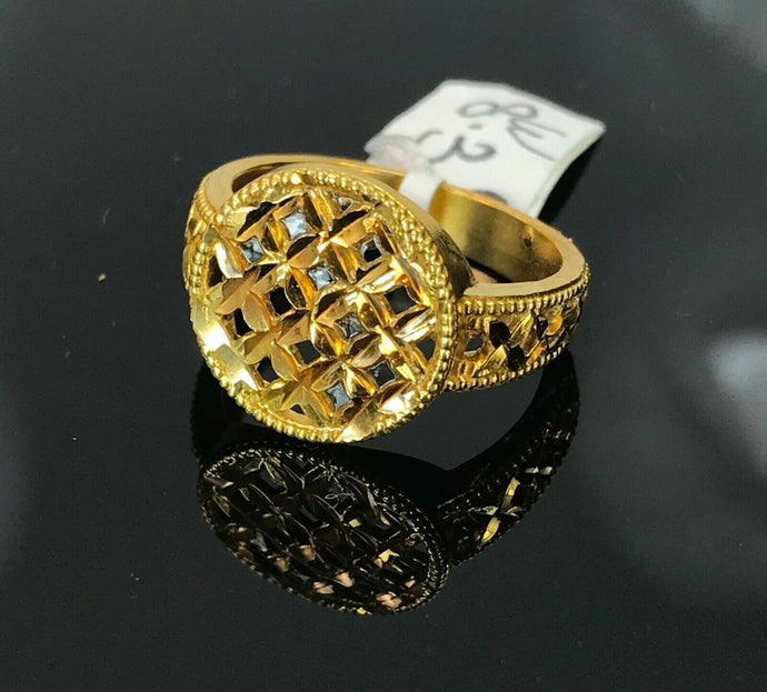 22k Ring Solid Gold Elegant Charm Floral Design Ladies Ring Size R2042 mon - Royal Dubai Jewellers
