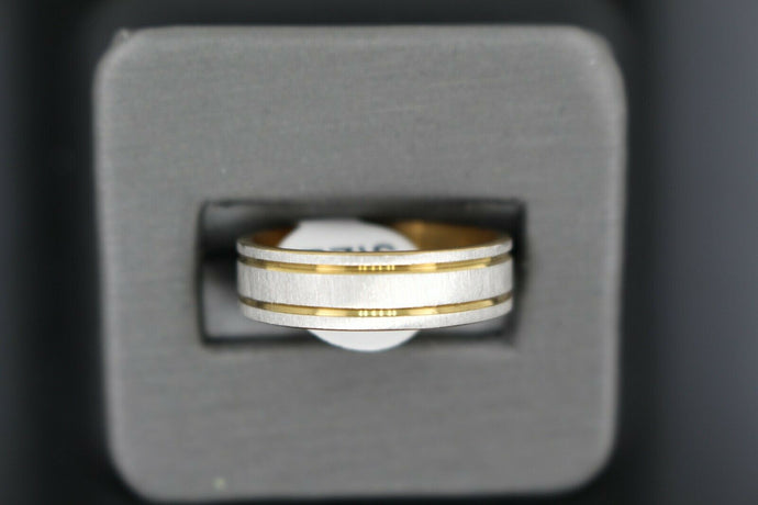 18k Solid Gold Elegant Ladies Modern Sand Finish Band Ring R9160m - Royal Dubai Jewellers