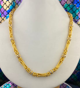 22k Chain Solid Gold Ladies Two tone Unique Pattern Designer Jewelry C0527 - Royal Dubai Jewellers