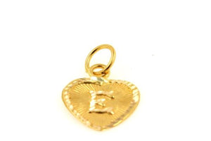 22k 22ct Solid Gold Charm Letter E Pendant Heart Design p1199 ns - Royal Dubai Jewellers
