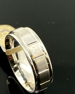18k Ring Solid Gold Simple Diamond Cut Sand Blast Finishing Band R2377 - Royal Dubai Jewellers
