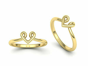 14k Ring Solid Yellow Gold Ladies Jewelry Elegant Simple Heart V Shape CGR68 - Royal Dubai Jewellers