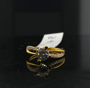 22K Solid Gold Simple Stunning Ring With Stone R5543 - Royal Dubai Jewellers
