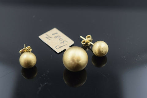 18k Pendant Set Solid Gold Ladies Jewelry Ball Design with Matte Finish P3088z - Royal Dubai Jewellers