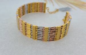 21K Solid Gold Designer Tri color Bangle Bracelet BR6334 - Royal Dubai Jewellers