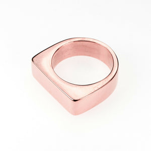 Solid Yellow Gold Simple Ring Rectangular Shape Modern Ladies Design SM55 - Royal Dubai Jewellers