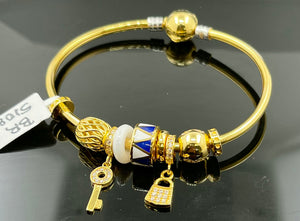 22k Bangle Solid Gold Elegant Charm Unique Exotic Design br5108 - Royal Dubai Jewellers