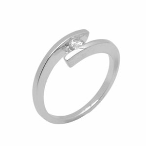 14k Solid Gold Elegant Ladies Modern Twisted Solitaire Ring D2094v - Royal Dubai Jewellers