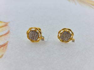 22K Solid Gold Zircon Studs E22277 - Royal Dubai Jewellers