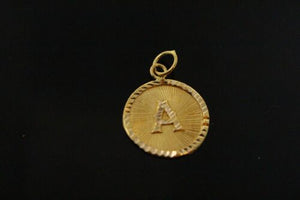 22k 22ct Solid Gold Charm Letter A Pendant Round Design p1075 ns - Royal Dubai Jewellers