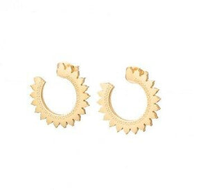 Solid Gold Ladies Jewelry Modern Horse Shoes Earrings With Italian Pattern SE2 - Royal Dubai Jewellers