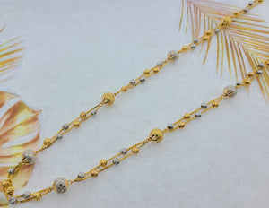 22K Solid Gold Double Chain With Beads C4141 - Royal Dubai Jewellers