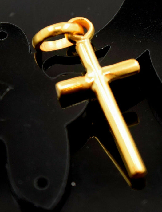 22k jewelry Solid Gold Charm Cross jesus christ god religious vintage pendant mf - Royal Dubai Jewellers