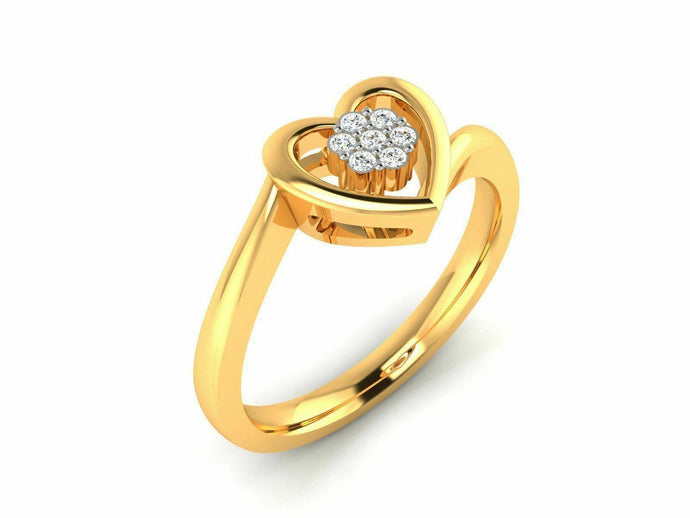 18k Ring Solid Yellow Gold Ladies Jewelry Elegant Simple Heart Design CGR66 - Royal Dubai Jewellers