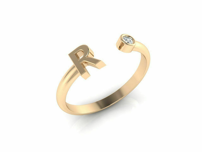 22k Ring Sold Yellow Gold Ladies Jewelry Simple R Letter Design CGR49 - Royal Dubai Jewellers