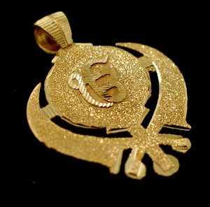 22k 22ct Solid Gold Sikh Religious EK ONKAR+KHANDA pendant Modern Design p1347 - Royal Dubai Jewellers