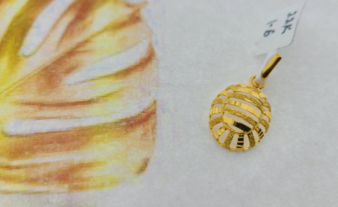 22K Solid Gold Oval Shaped Pendant P3604z - Royal Dubai Jewellers