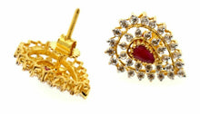22k 22ct solid gold ruby stone drop shape women's pendant set p1158 - Royal Dubai Jewellers
