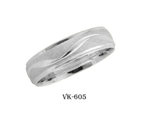 14k Solid Gold Elegant Ladies Modern Stone Finish Flat Band 5mm Ring VK605v(W) - Royal Dubai Jewellers