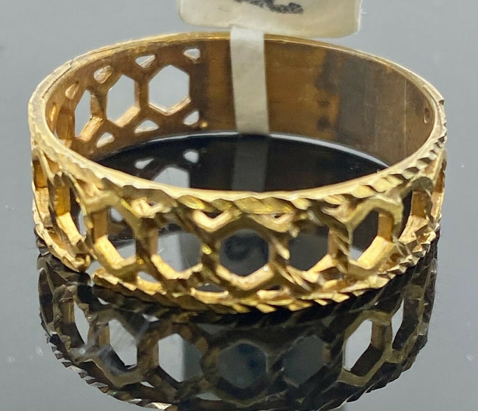22k Ring Solid Gold ELEGANT Charm Diamond Cut Band SIZE 11 