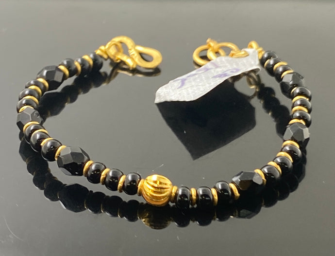 22k Solid Gold kids Designer Black Beads Diamond Cut Balls Bangle CB1505 - Royal Dubai Jewellers