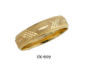 18k Solid Gold Elegant Ladies Modern Machine Finish Flat Band 5mm Ring VK609v(Y) - Royal Dubai Jewellers