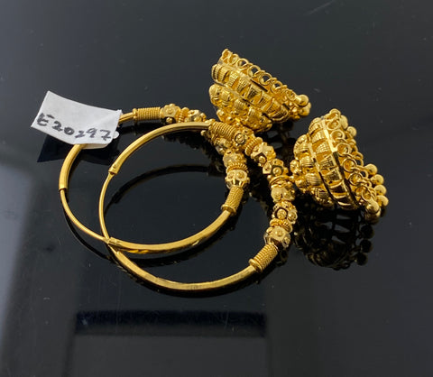 22K Solid Gold Jhumki Hoops E20297 - Royal Dubai Jewellers