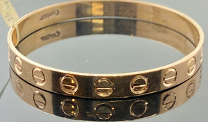 18k Bangle Solid Rose Gold Simple Ladies Italian Designer Patter Design B403 - Royal Dubai Jewellers