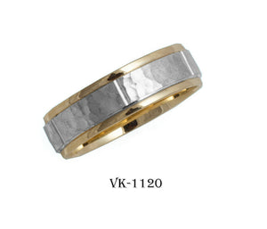 14k Solid Gold Elegant Ladies Modern Shiny Hammered Flat Band 6MM Ring VK1120v - Royal Dubai Jewellers