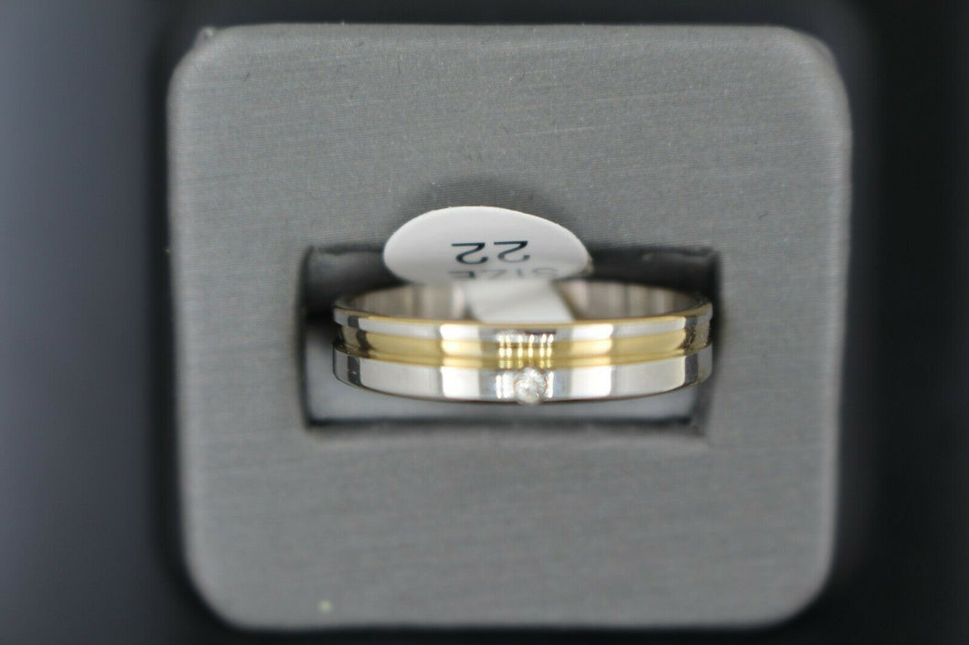 18k Solid Gold Elegant Ladies Modern Zirconia Shiny Finish Band Ring R9261m - Royal Dubai Jewellers