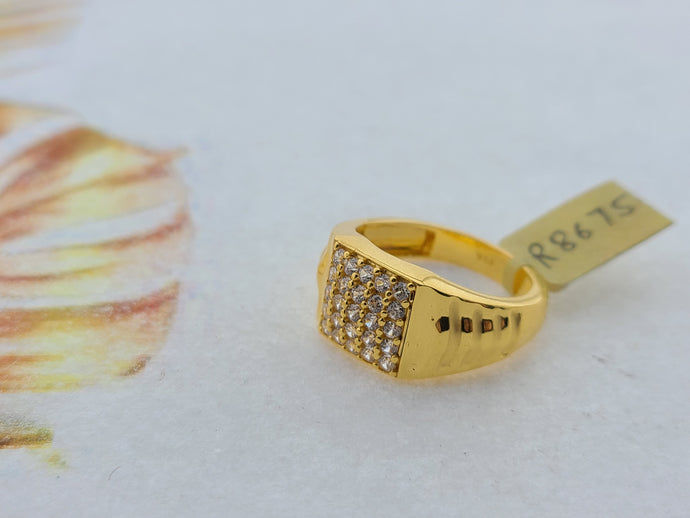 Yellow Gold Ring - Men's 14K Black Onyx Solid Back Ring