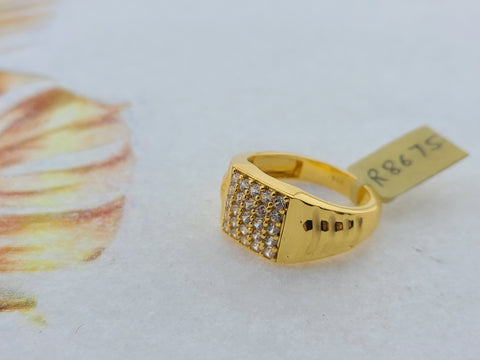 22K Solid Gold Men's Zirconia Ring R8675 - Royal Dubai Jewellers