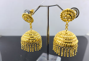 22K Solid Gold Jhumki Earring E20989 - Royal Dubai Jewellers