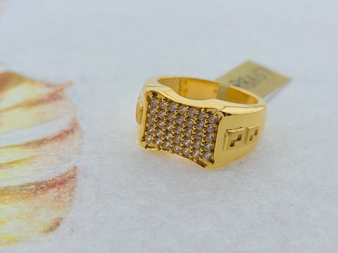 22K Solid Gold Geometric Ring With Stones R8657 - Royal Dubai Jewellers