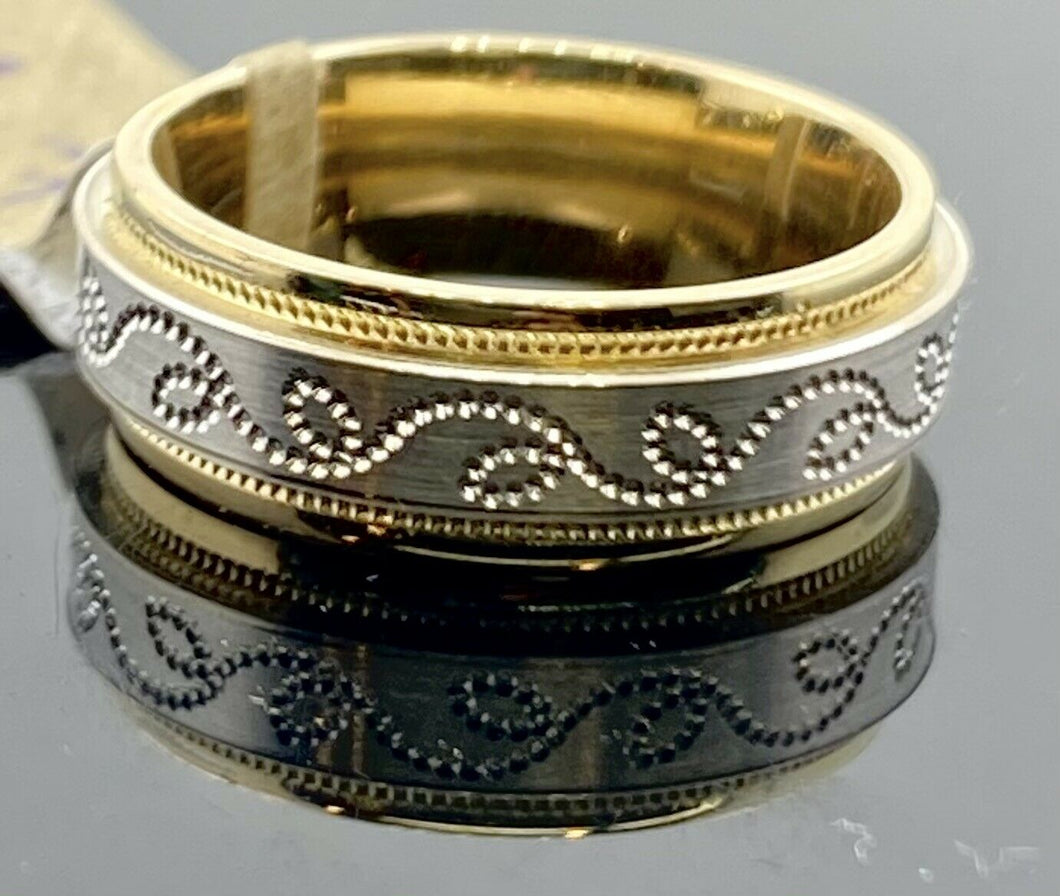 18k Ring Solid Gold Ring Elegant Two Tone Ladies Simple Band R2353 - Royal Dubai Jewellers