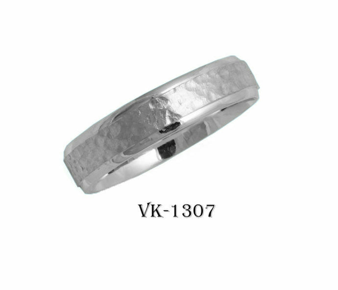 14k Solid Gold Elegant Ladies Modern Shiny Hammered Flat Band 5mm Ring VK1307v - Royal Dubai Jewellers