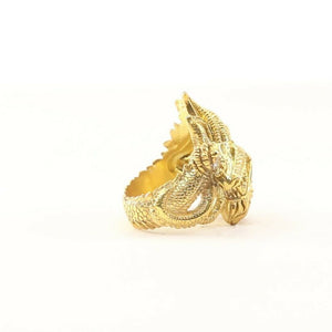 22k Ring Solid Gold ELEGANT Charm Dragon Legend Band SIZE 5.75 "RESIZABLE" r2103 - Royal Dubai Jewellers