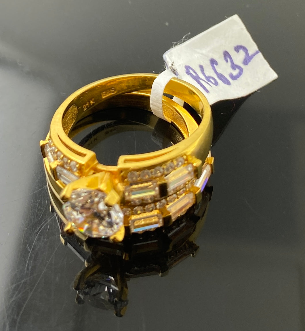 21K Solid Gold Zircon Ring R6632 - Royal Dubai Jewellers