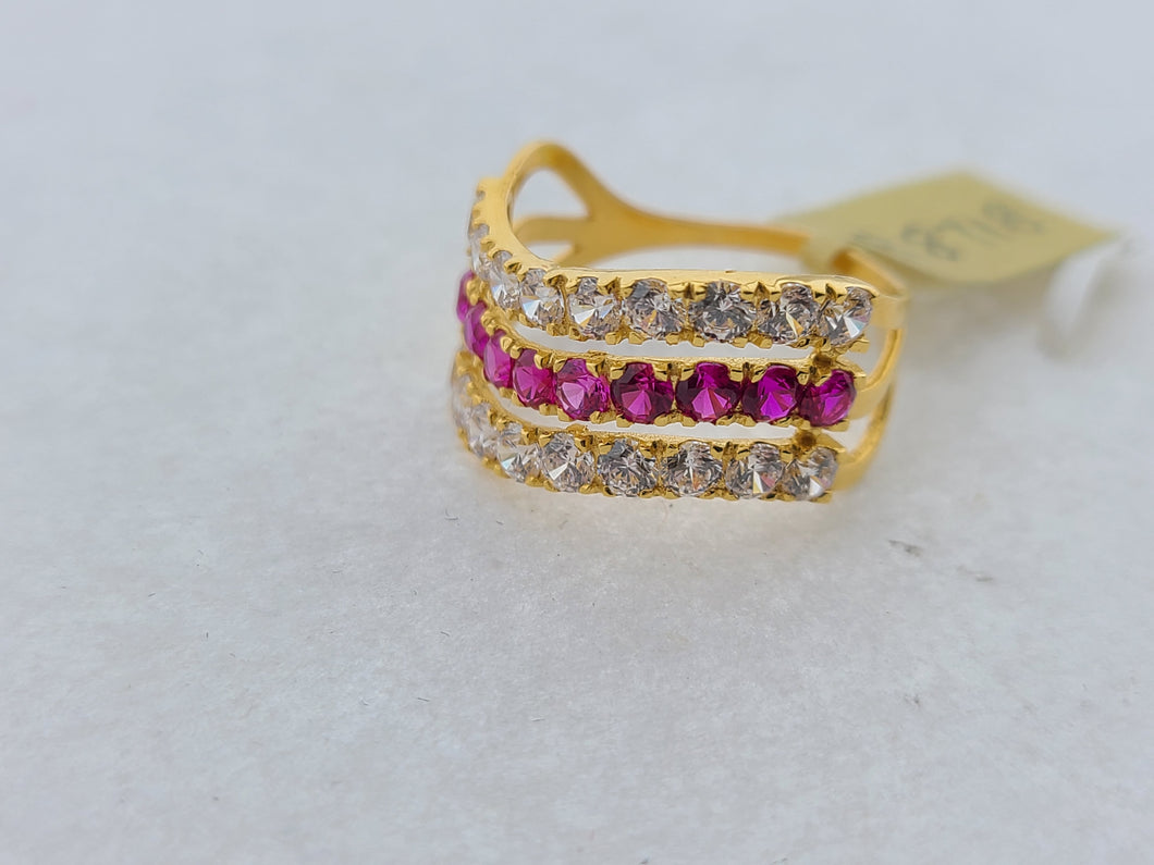 22K Solid Gold Zircon Ring R8718 - Royal Dubai Jewellers