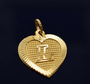 22k 22ct Solid Gold Round Shape Pendent L letter pl4 - Royal Dubai Jewellers
